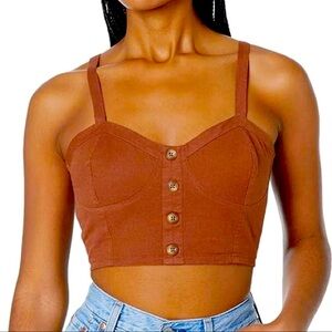 Lucky Brand Brown Bustier Crop Tank Top Sz XL